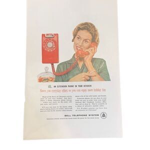Vintage 1959 Bell Telephone System Phone in Your Kitchen Ad Advertisement
